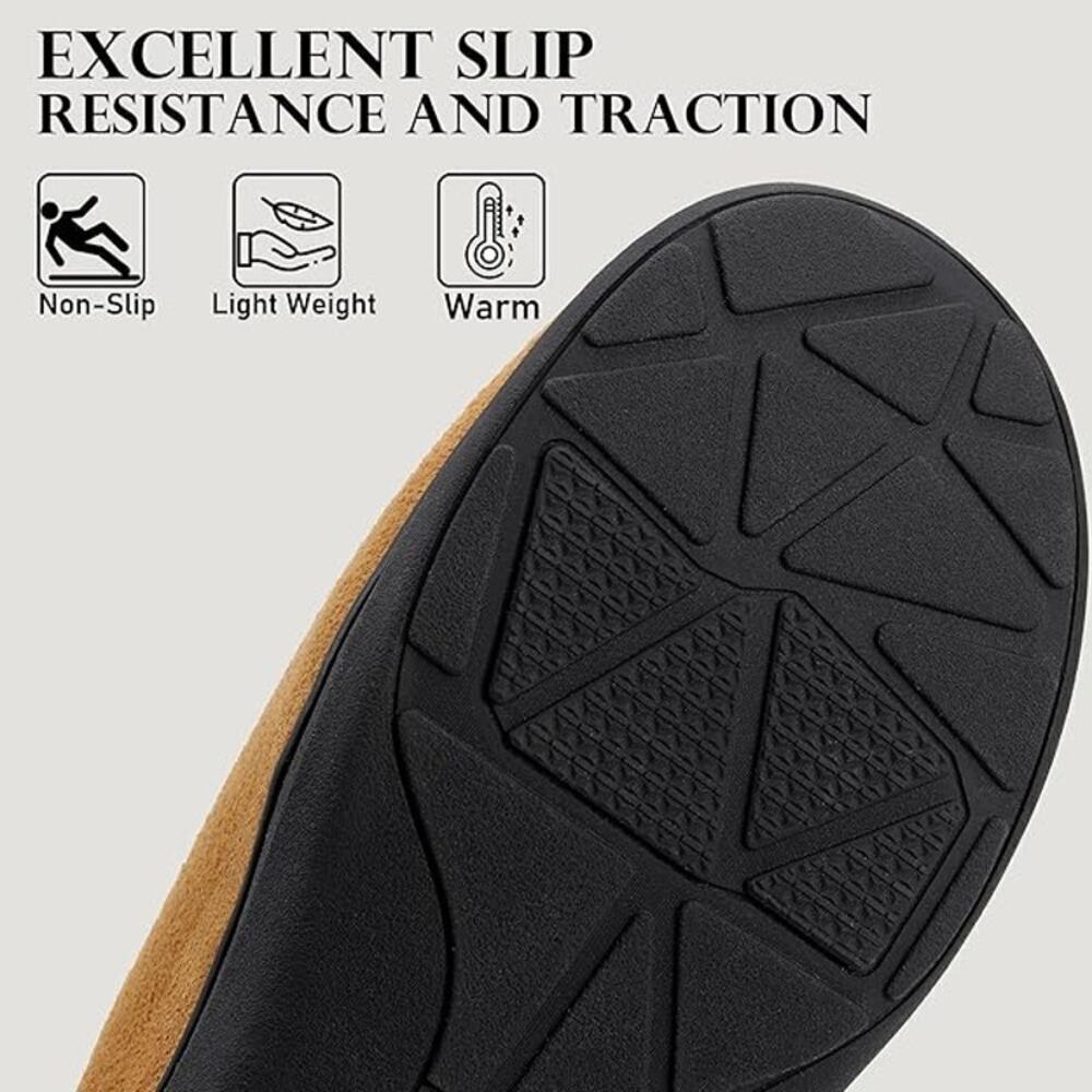 Slippers Women Indoor Outdoor Anti-Slip Fluffy Slippers Memory Foam Rubber Sole - Picture 4 of 8